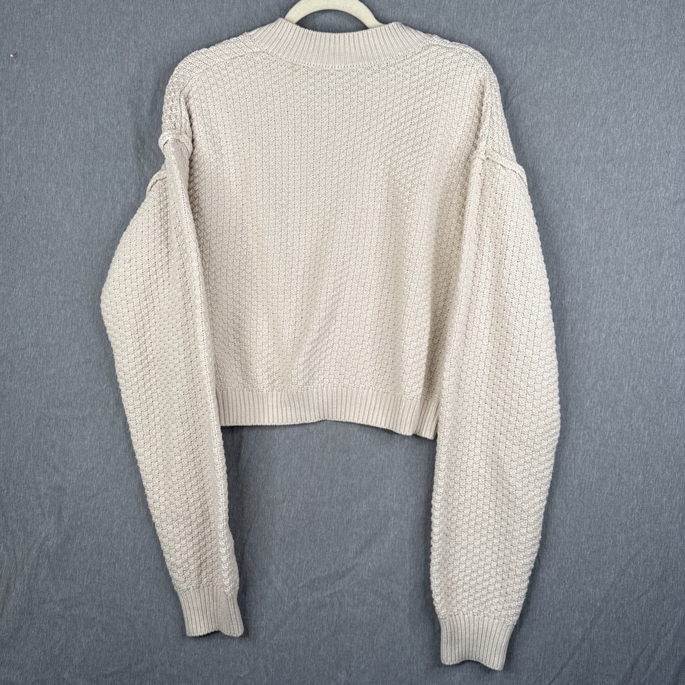 Free People Lila Cardi Cropped Chunky Knit Button Cardigan Beige Medium Preppy - Picture 6 of 7